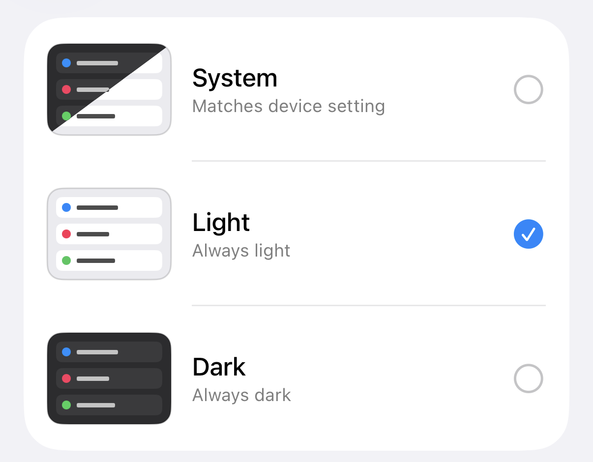 Switching between light and dark themes